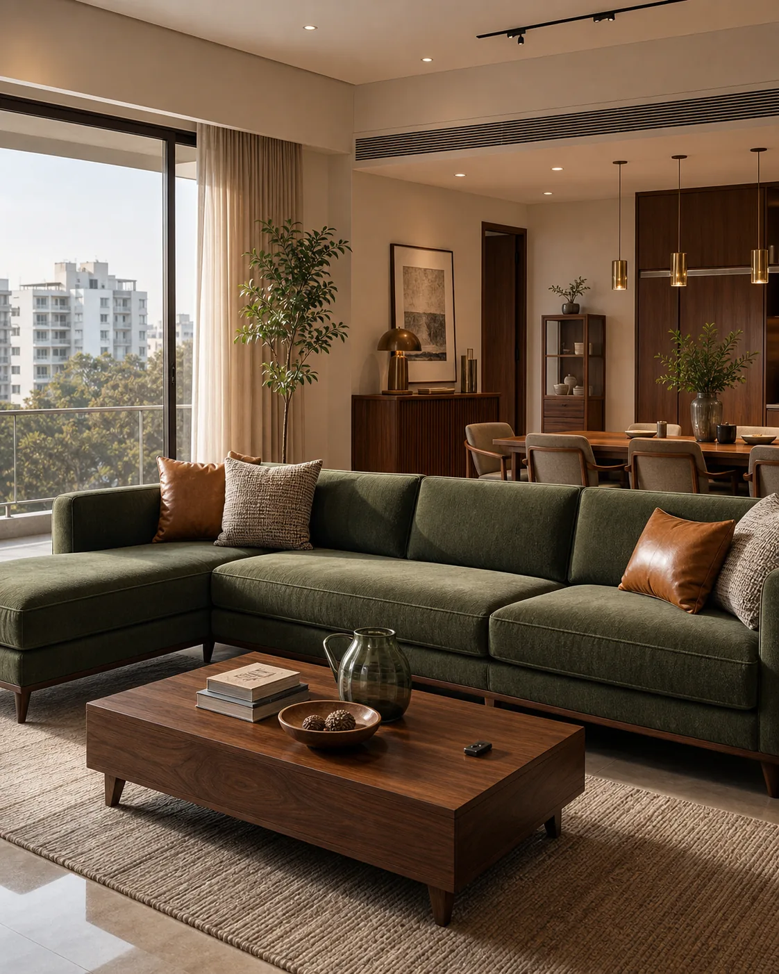 Icon Furniture sectional sofa styled for a modern Bodakdev apartment