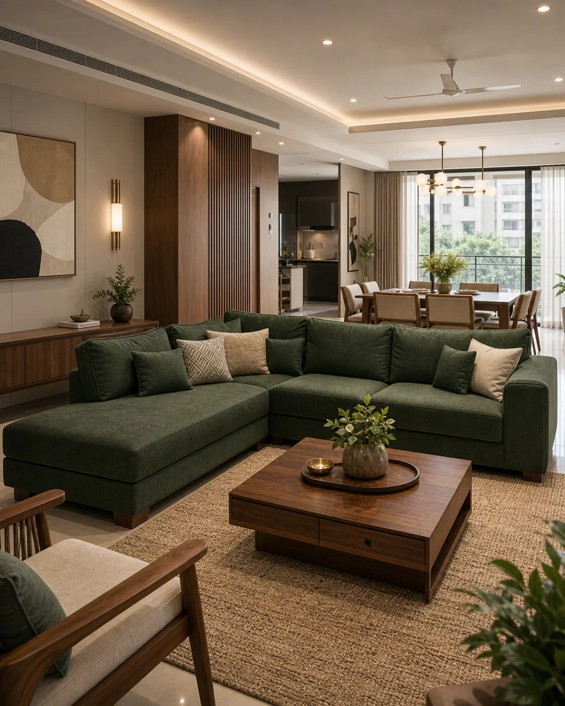 Large Icon Furniture L-sectional sofa for a Bopal open-plan living room